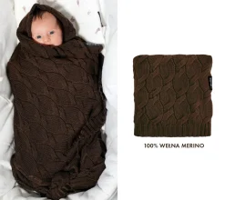 Kocyki|Kocyki | Lullalove Kocyk z wełny merino - czekolada, kolekcja PREMIUM