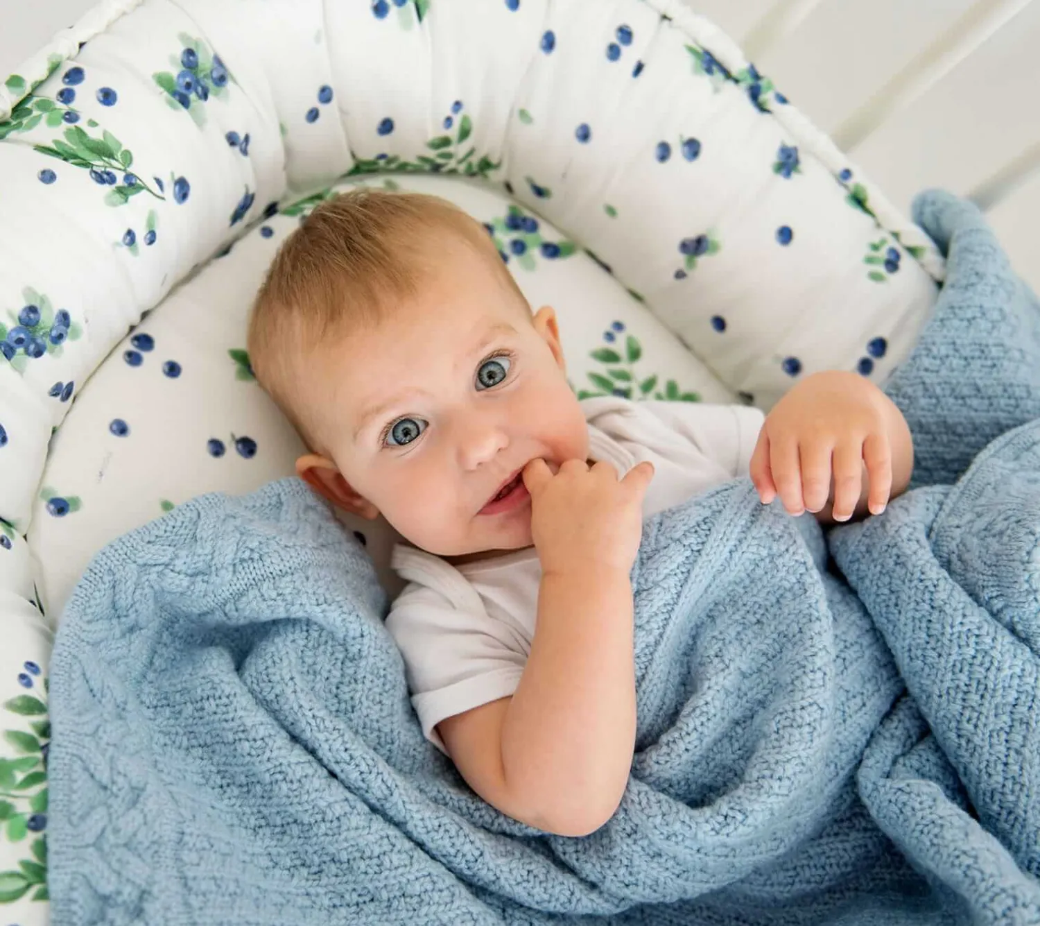 Kocyki|Kocyki | Lullalove Kocyk z wełny merino - niebieskie ciasteczko PREMIUM