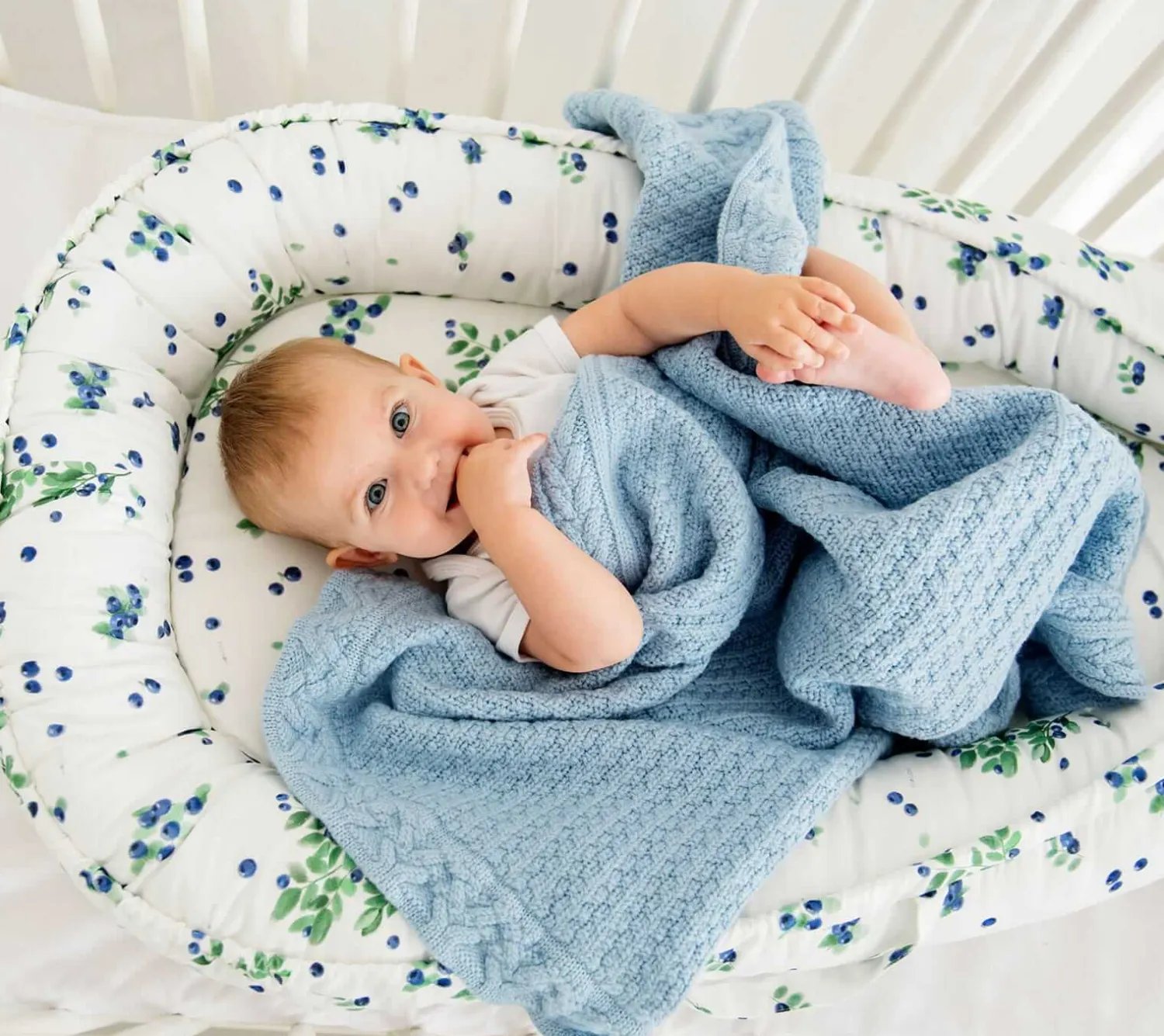Kocyki|Kocyki | Lullalove Kocyk z wełny merino - niebieskie ciasteczko PREMIUM