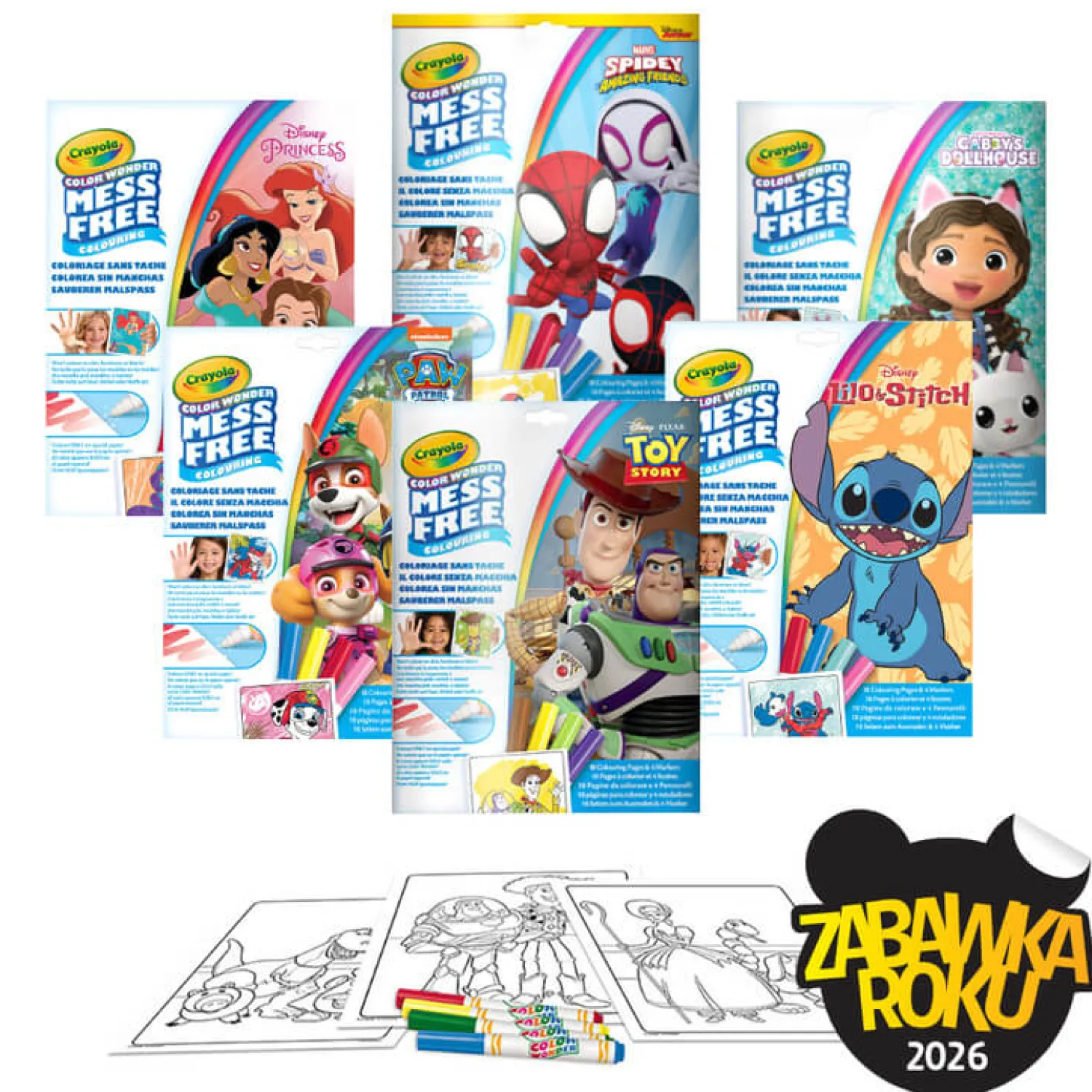 Kolorowanki | Crayola Kolorowanka dla dzieci i 4 niebrudzące magiczne flamastry Color Wonder Mess Free Bluey 3+