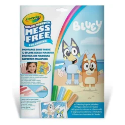 Kolorowanki | Crayola Kolorowanka dla dzieci i 4 niebrudzące magiczne flamastry Color Wonder Mess Free Bluey 3+