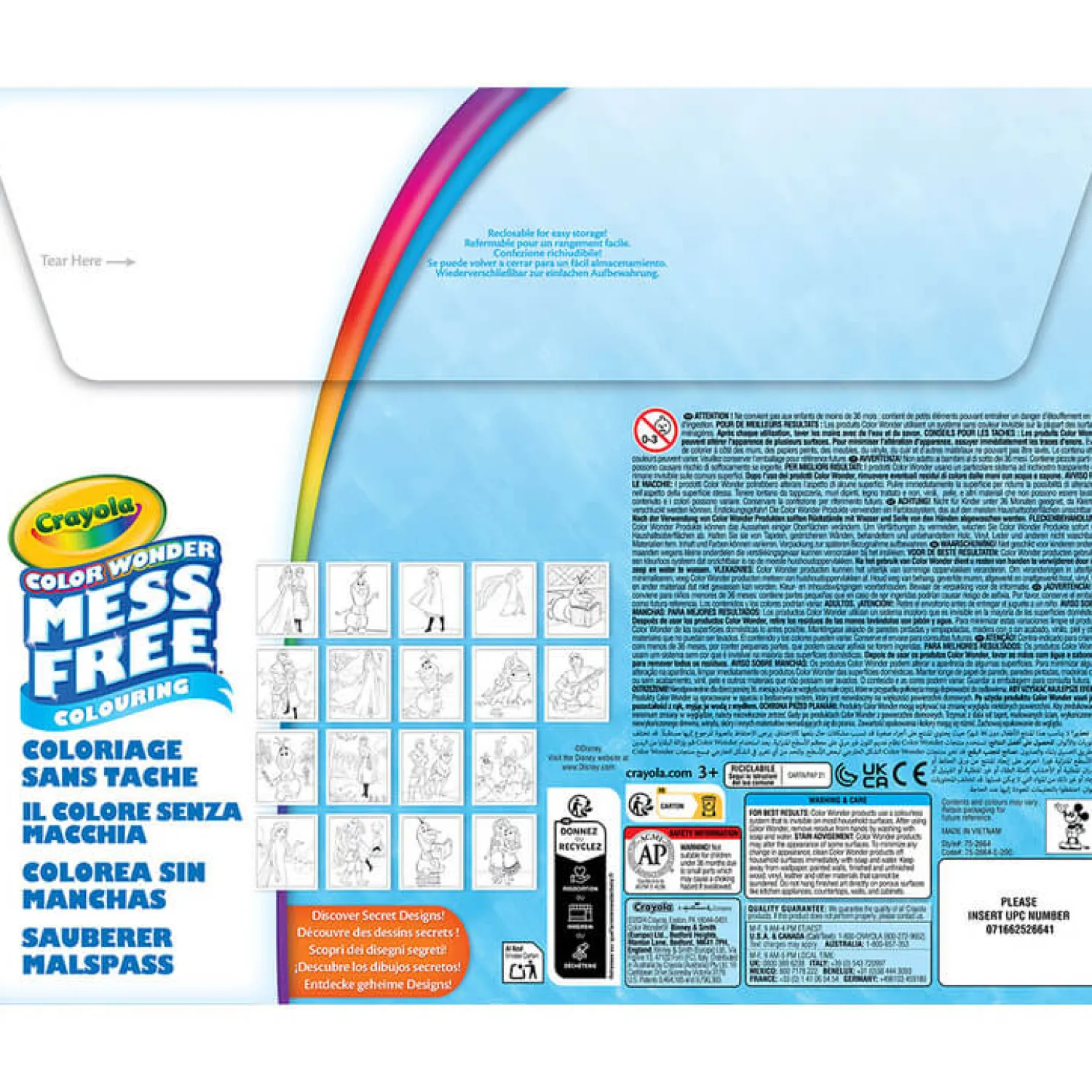 Kolorowanki | Crayola Kolorowanka dla dzieci i 4 niebrudzące magiczne flamastry Color Wonder Mess Free Kraina Lodu 3+