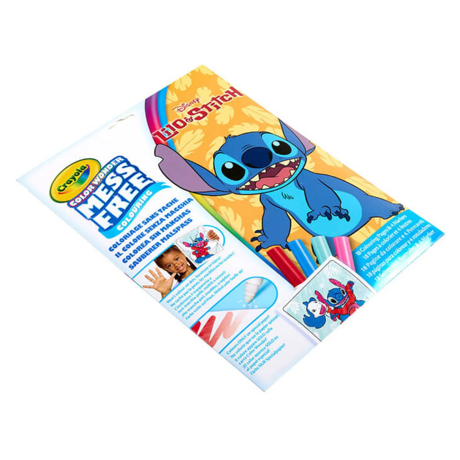 Kolorowanki | Crayola Kolorowanka dla dzieci i 4 niebrudzące magiczne flamastry Color Wonder Mess Free Lilo i Stitch 3+