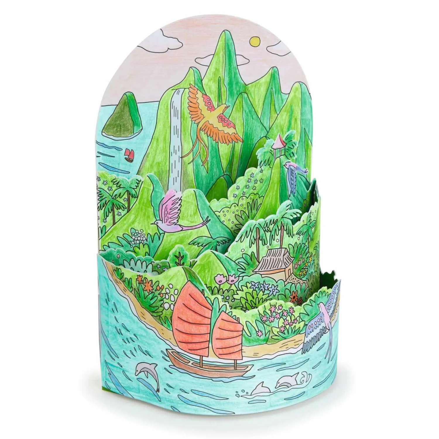 Kolorowanki|8 Lat+ | Djeco Kolorowanki 3D - Na szczycie mojej wyspy