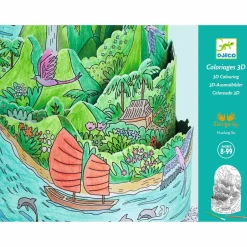 Kolorowanki|8 Lat+ | Djeco Kolorowanki 3D - Na szczycie mojej wyspy