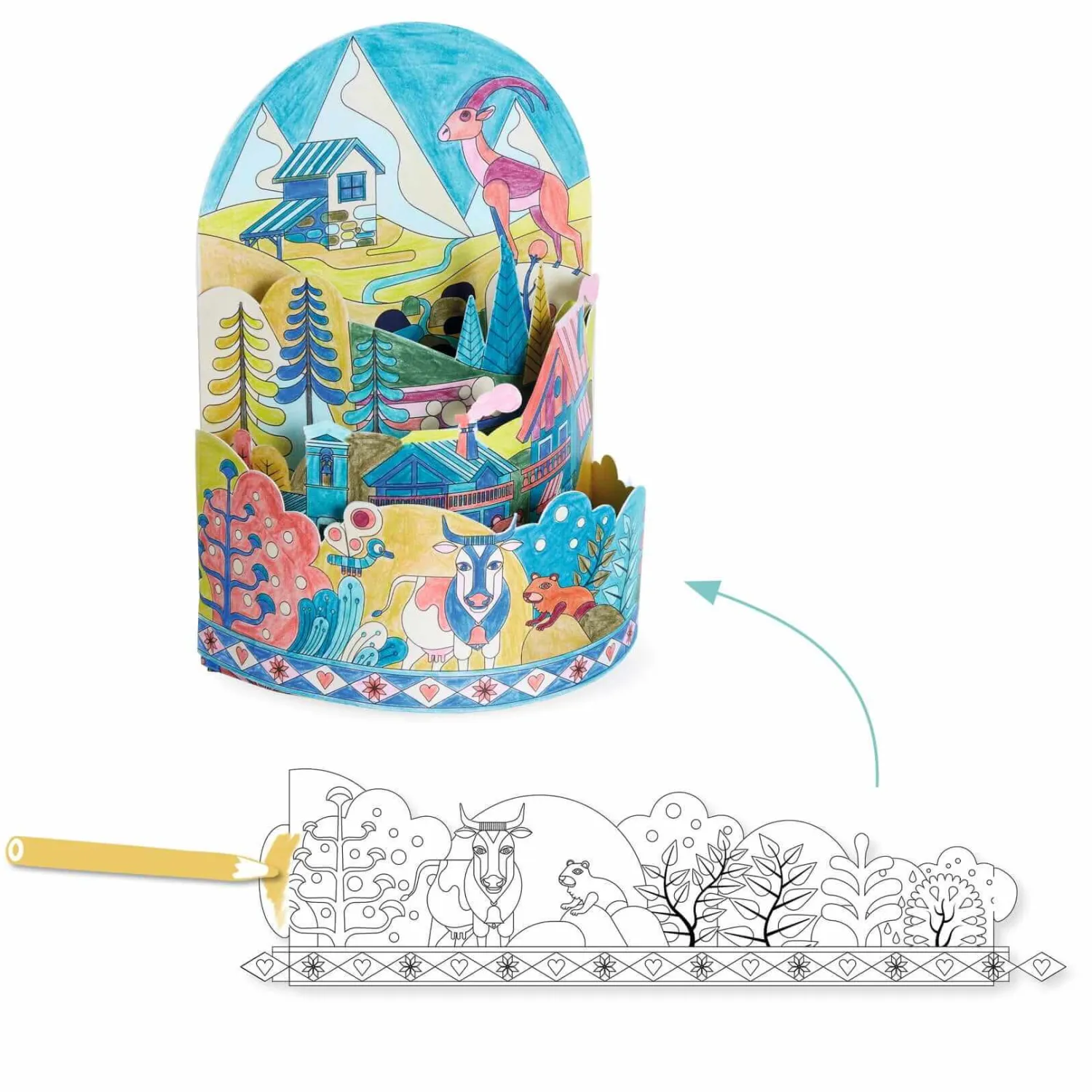 Kolorowanki|8 Lat+ | Djeco Kolorowanki 3D - Na szczycie świata