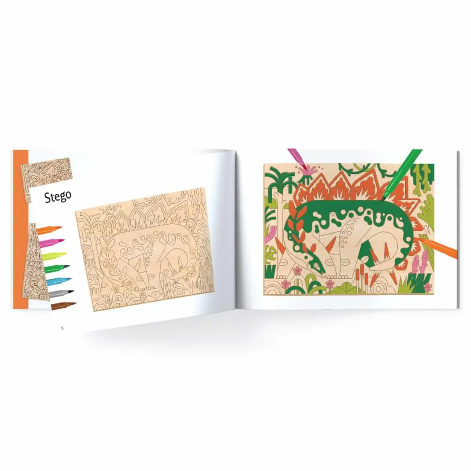 Kolorowanki|8 Lat+ | Djeco Kolorowanki na drewnie ŚWIAT DINOZAURÓW