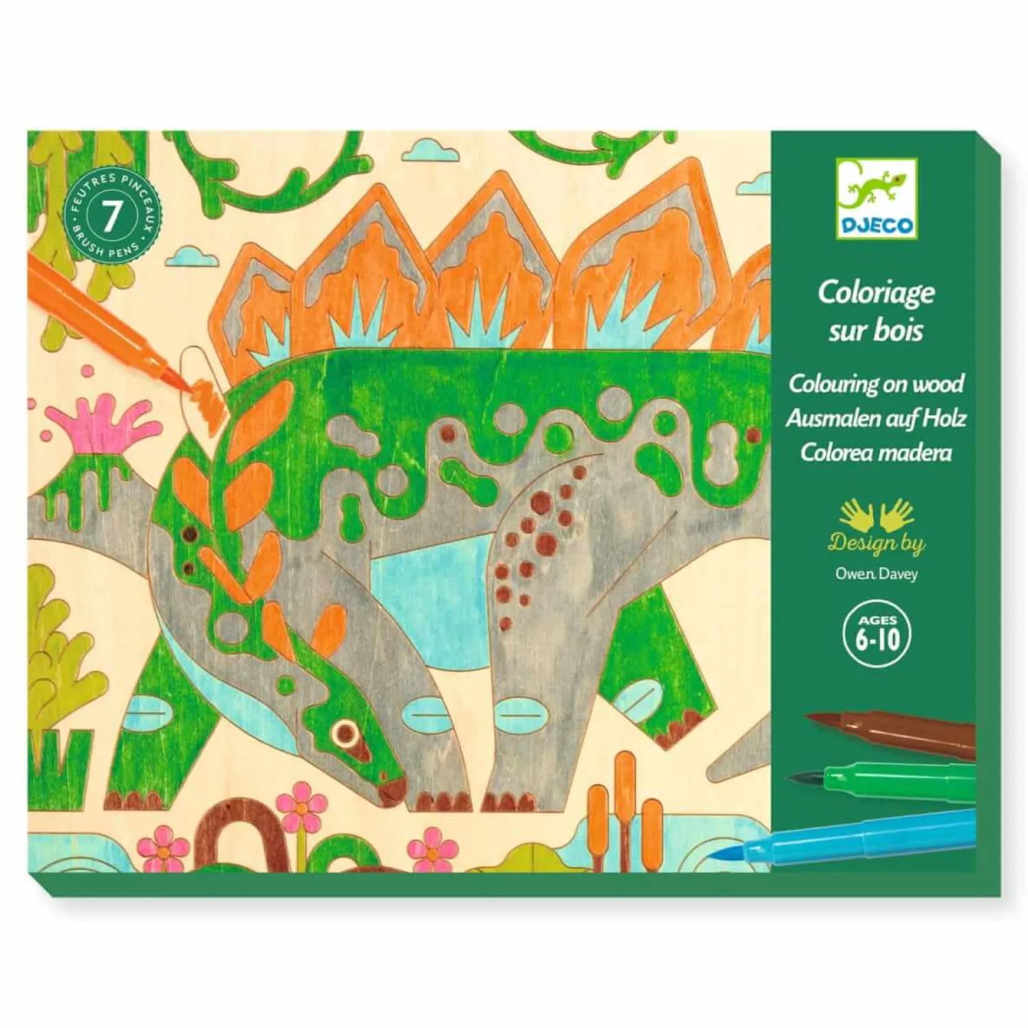Kolorowanki|8 Lat+ | Djeco Kolorowanki na drewnie ŚWIAT DINOZAURÓW