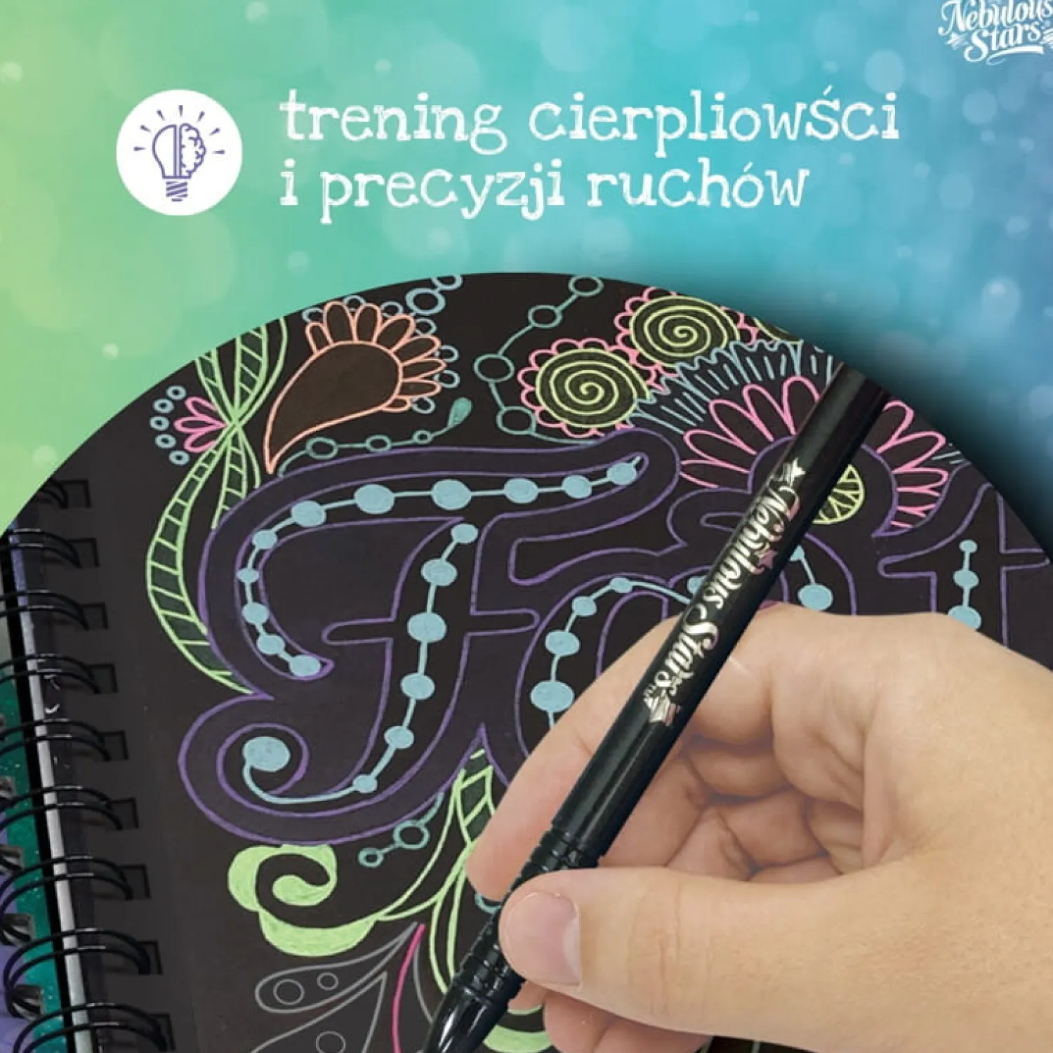 Kolorowanki|8 Lat+ | Nebulous Stars Kolorowanki z czarnymi kartkami i pisakami M Coralia