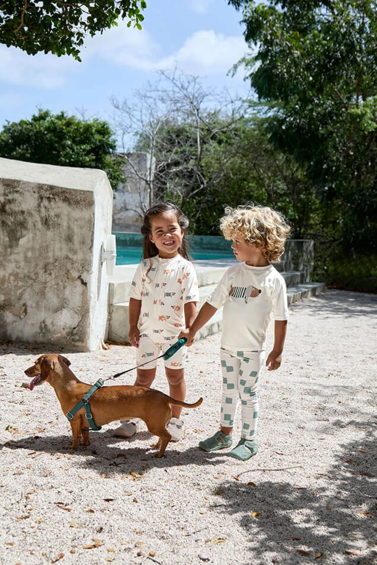 Stroje Kąpielowe|Stroje Kąpielowe | Lassig Kombinezon do pływania z krótkim rękawem UV60 Beach Dog - Orange, dark sea