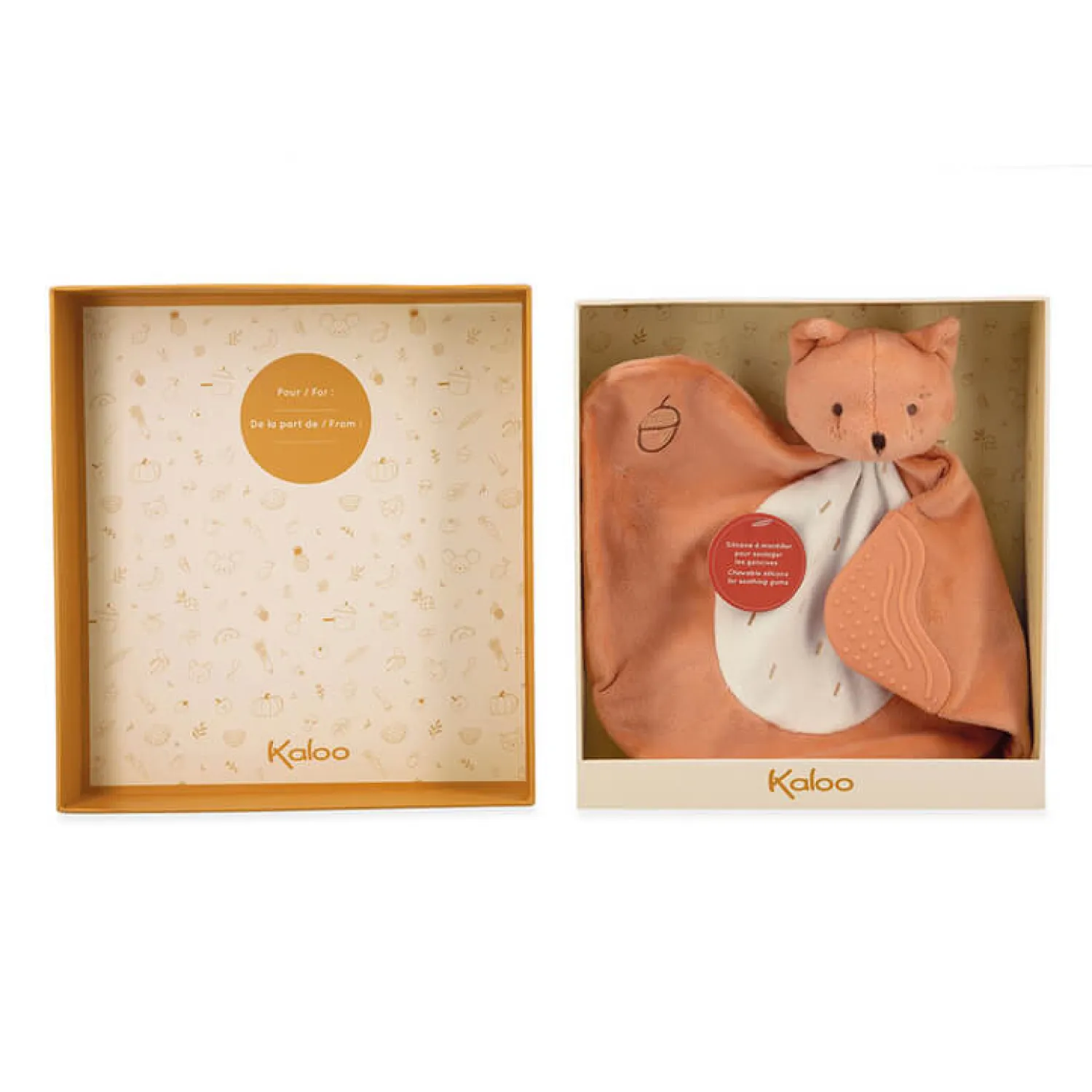 Kocyki Doudou|Kocyki Doudou | Kaloo Komforter z silikonowym gryzakiem 23 cm Wiewiórka Grignoti