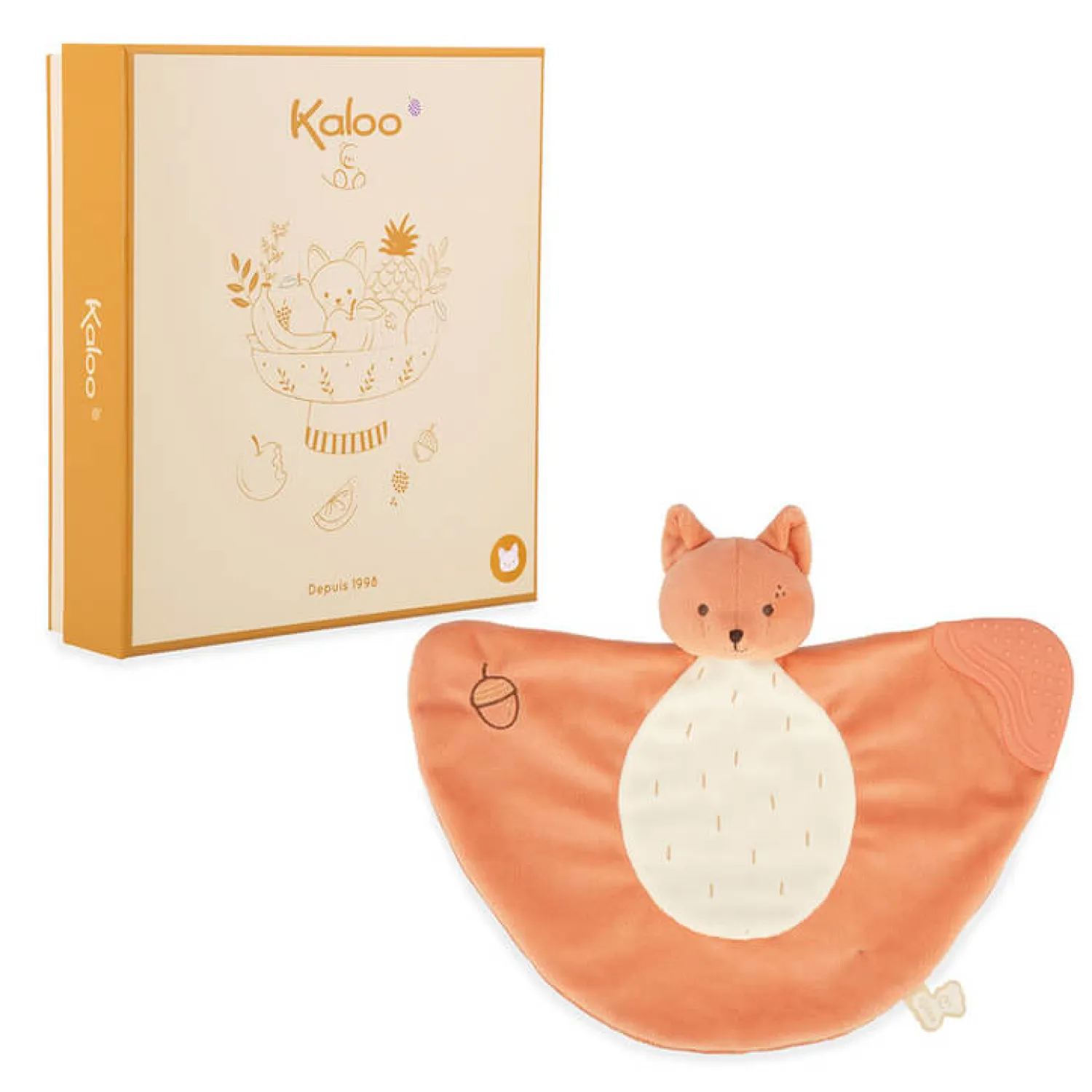Kocyki Doudou|Kocyki Doudou | Kaloo Komforter z silikonowym gryzakiem 23 cm Wiewiórka Grignoti