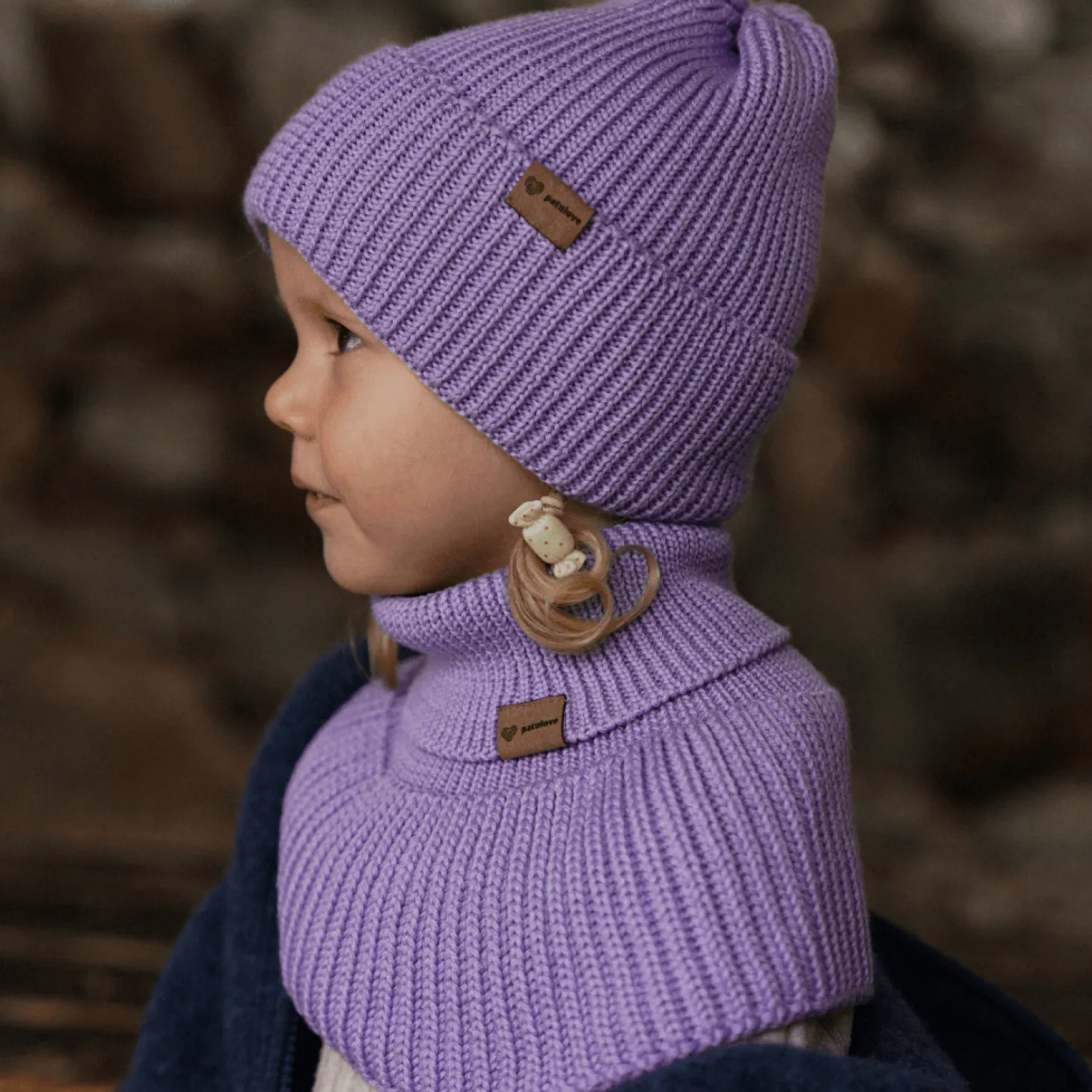 Komin z golfem merino WINTER LAVENDER