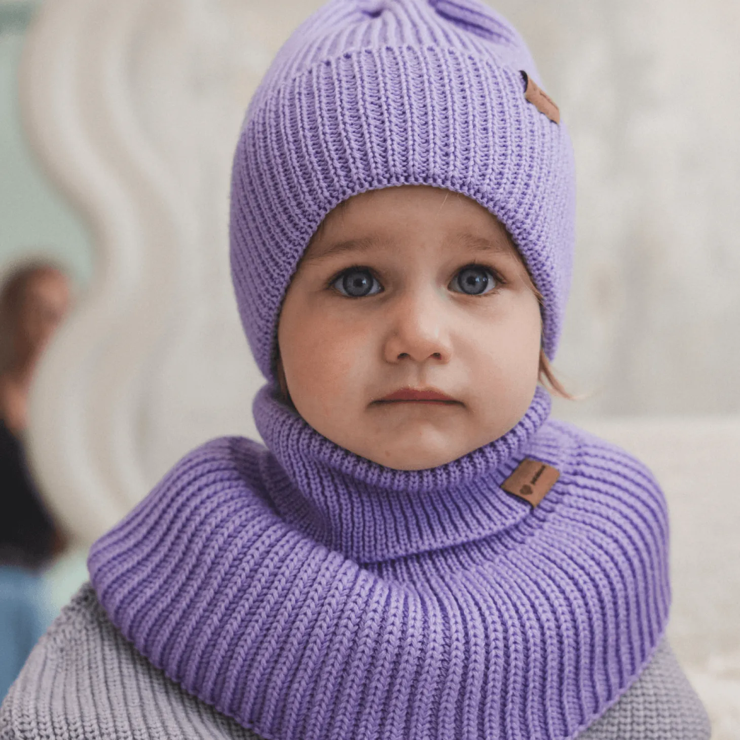 Komin z golfem merino WINTER LAVENDER