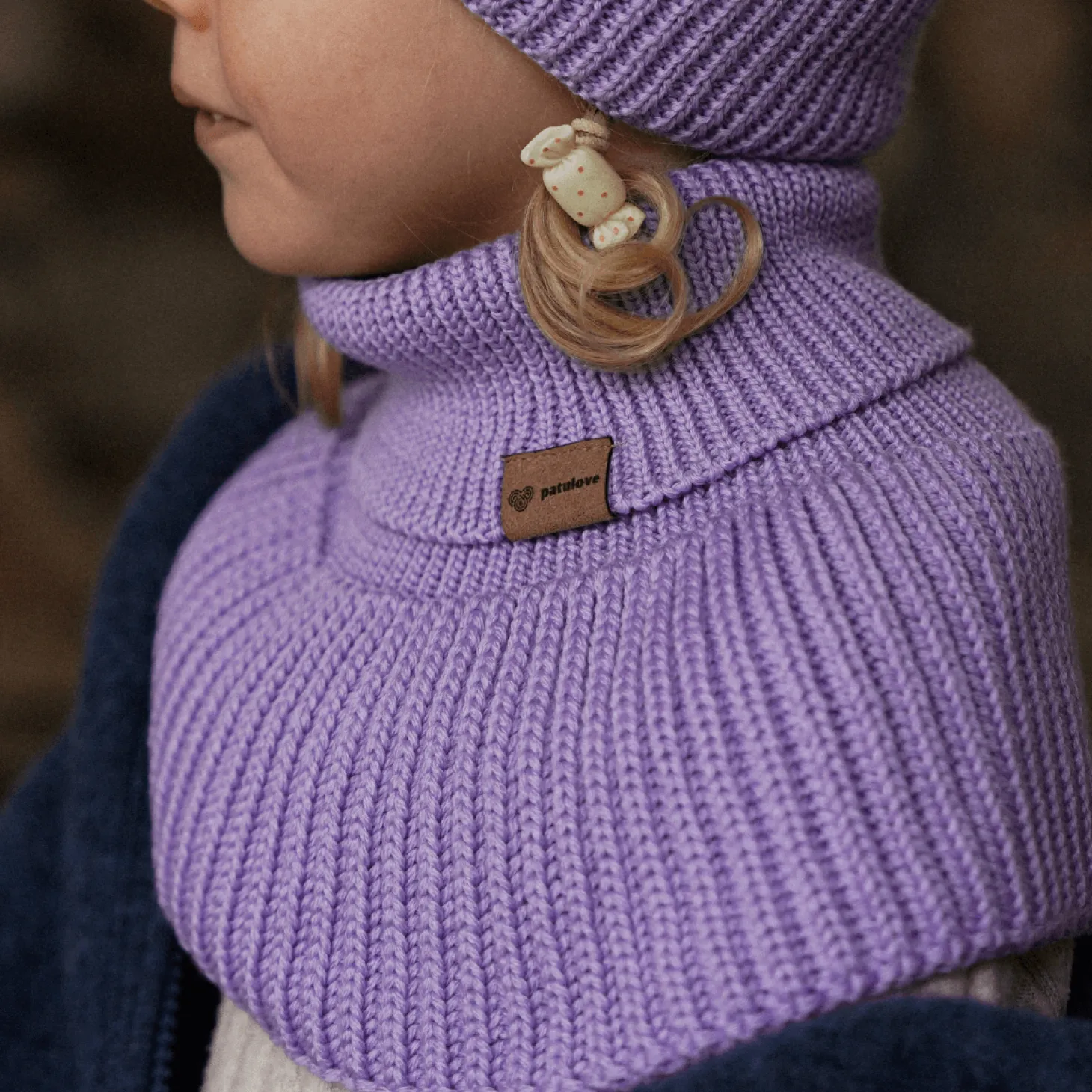 Komin z golfem merino WINTER LAVENDER