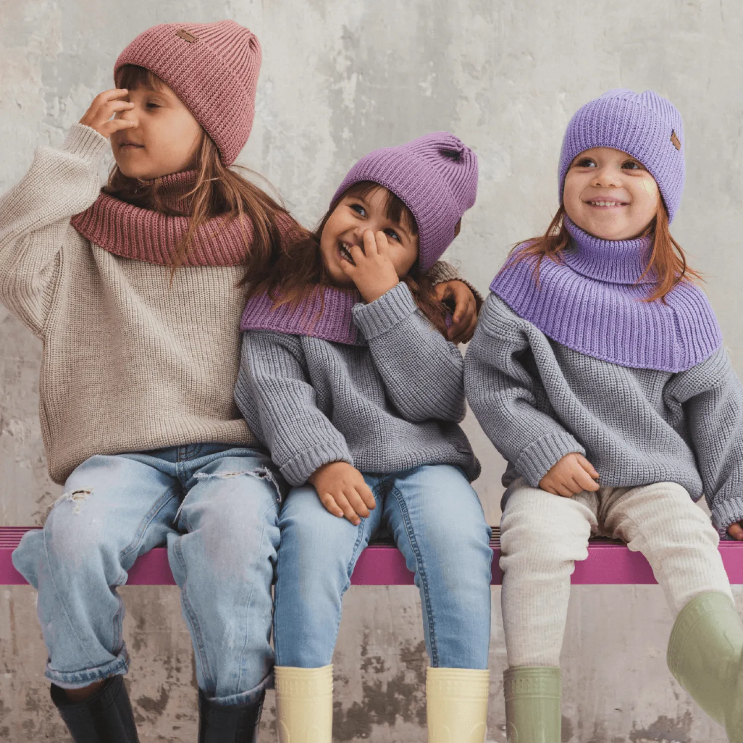Komin z golfem merino WINTER LAVENDER