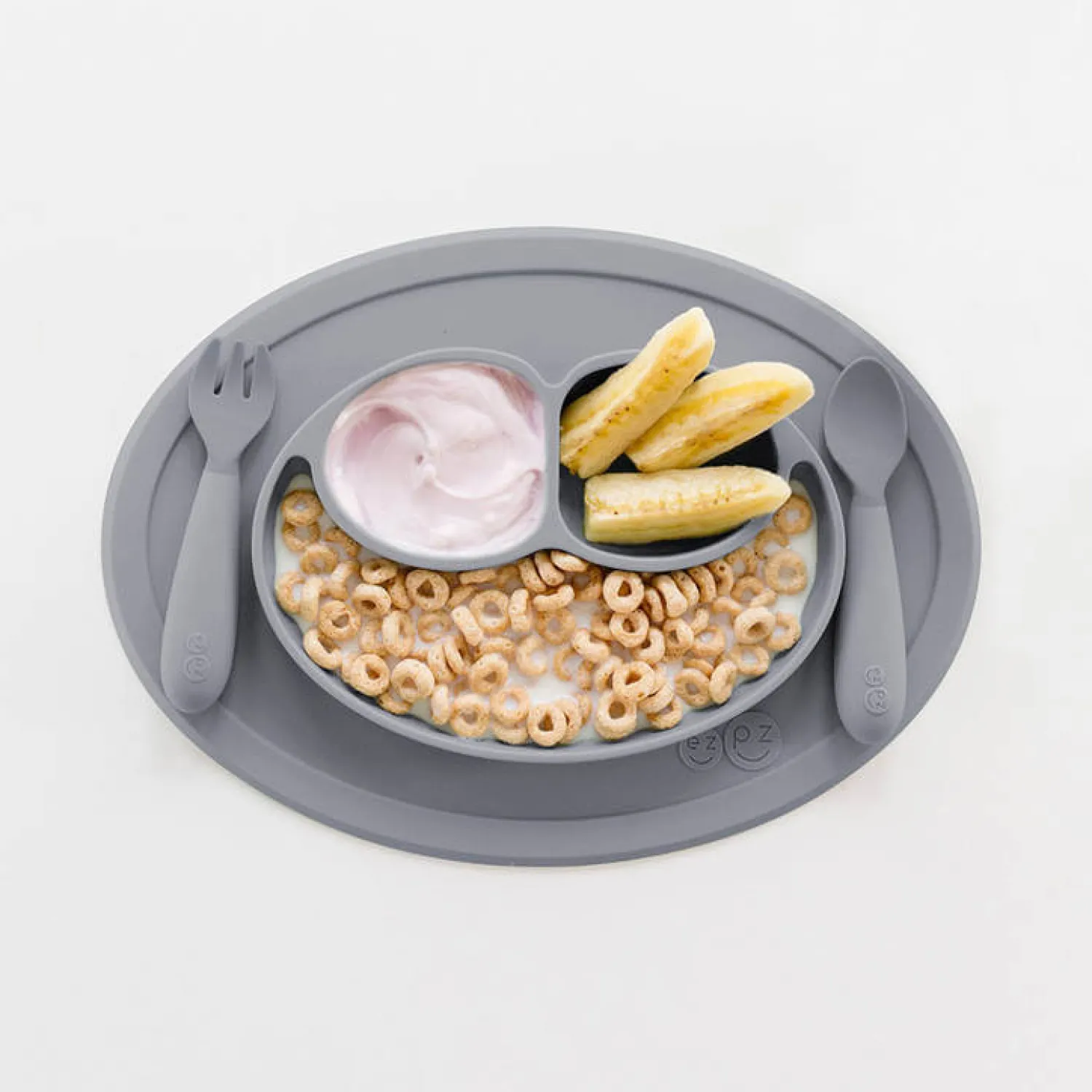 Metoda Blw|Naczynia Dla Dzieci | EzPz Komplet naczyń silikonowych Mini Feeding Set szary