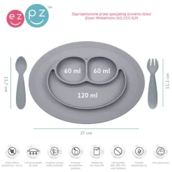 Metoda Blw|Naczynia Dla Dzieci | EzPz Komplet naczyń silikonowych Mini Feeding Set szary