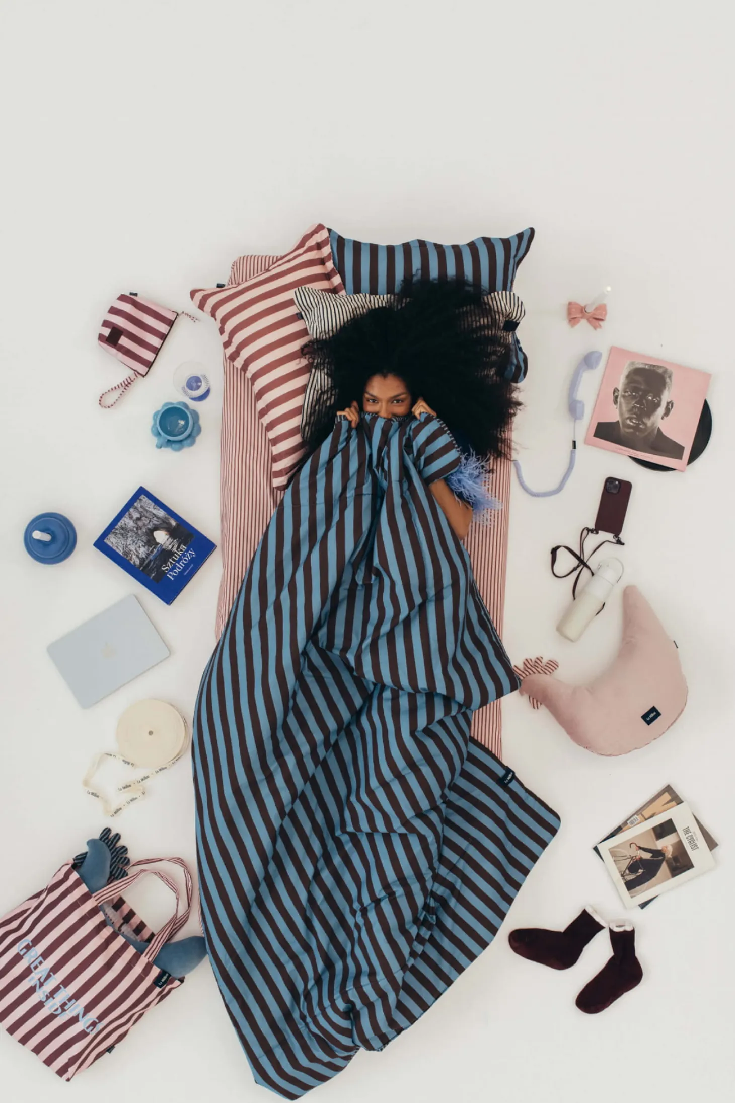 Komplet pościeli bawełnianej HYGGE- STRIPES BLUE