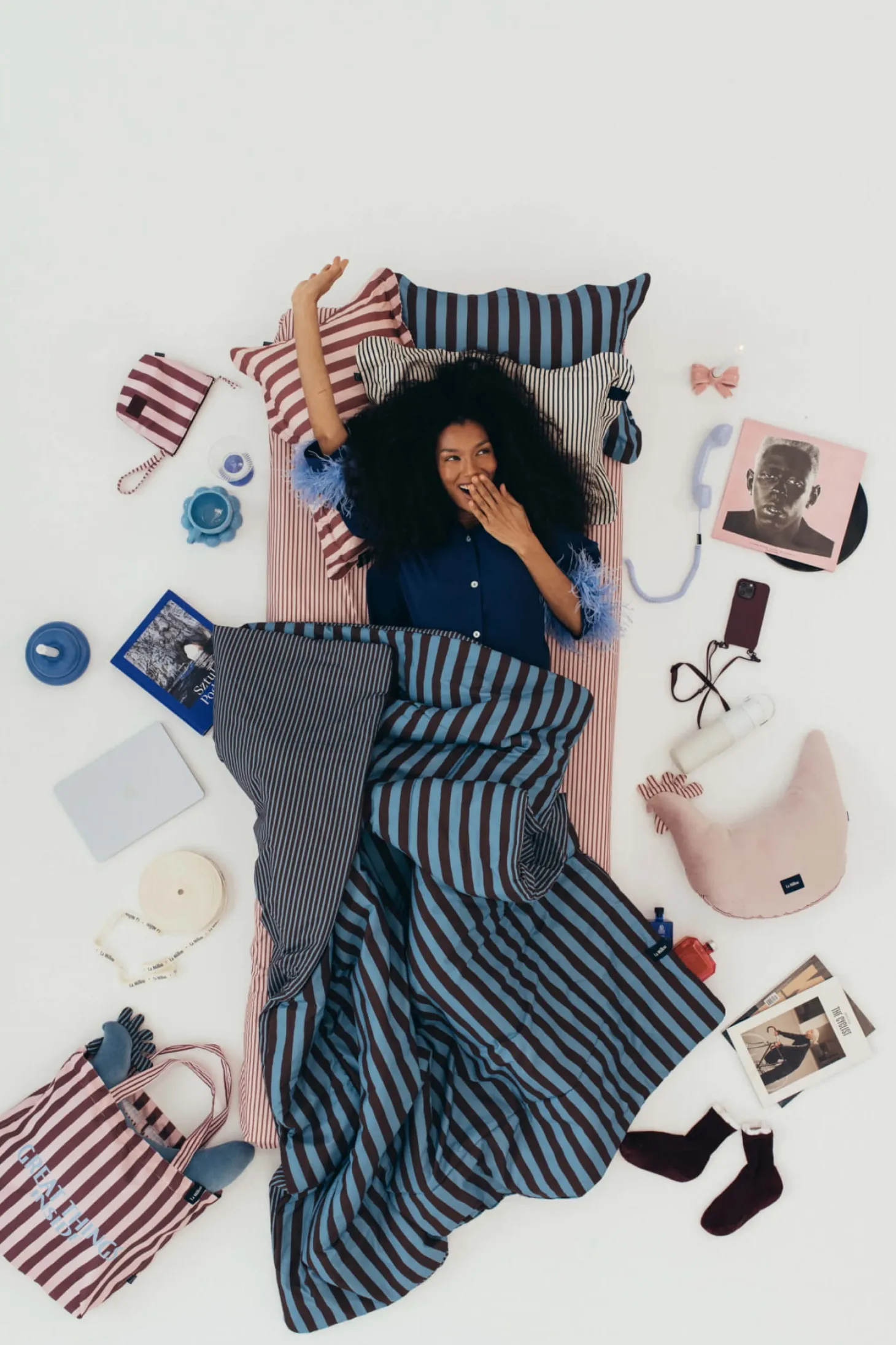 Komplet pościeli bawełnianej HYGGE- STRIPES BLUE