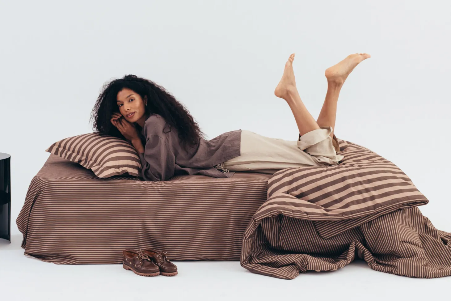 Komplet pościeli bawełnianej HYGGE - STRIPES BROWN