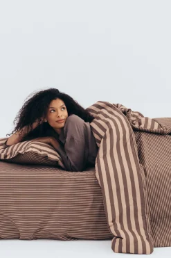 Komplet pościeli bawełnianej HYGGE - STRIPES BROWN