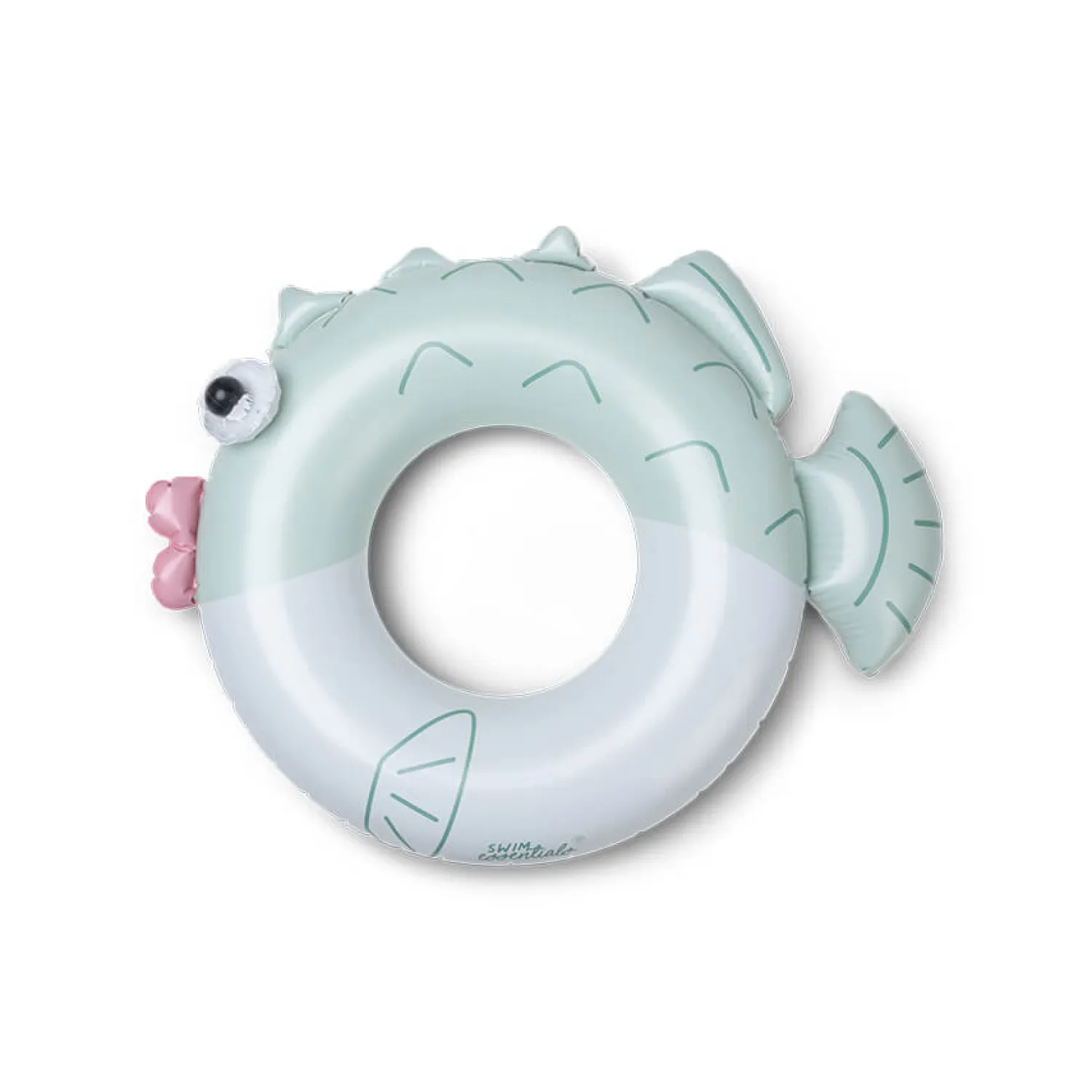 6 Lat+|Do Kąpieli | The Swim Essentials Koło do pływania dla dzieci Ø95 cm Ryba - Green Puck Pufferfish