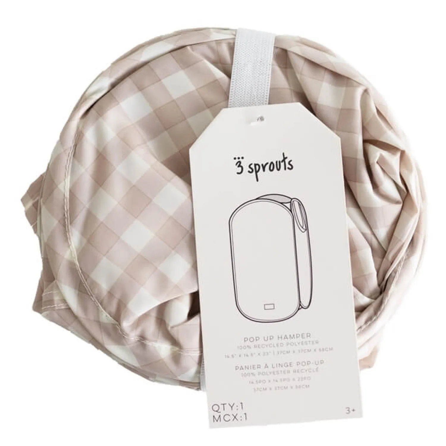 Porządek W Domu|Kosze I Pojemniki | 3 Sprouts Kosz na pranie i zabawki Pop-up Gingham Beige
