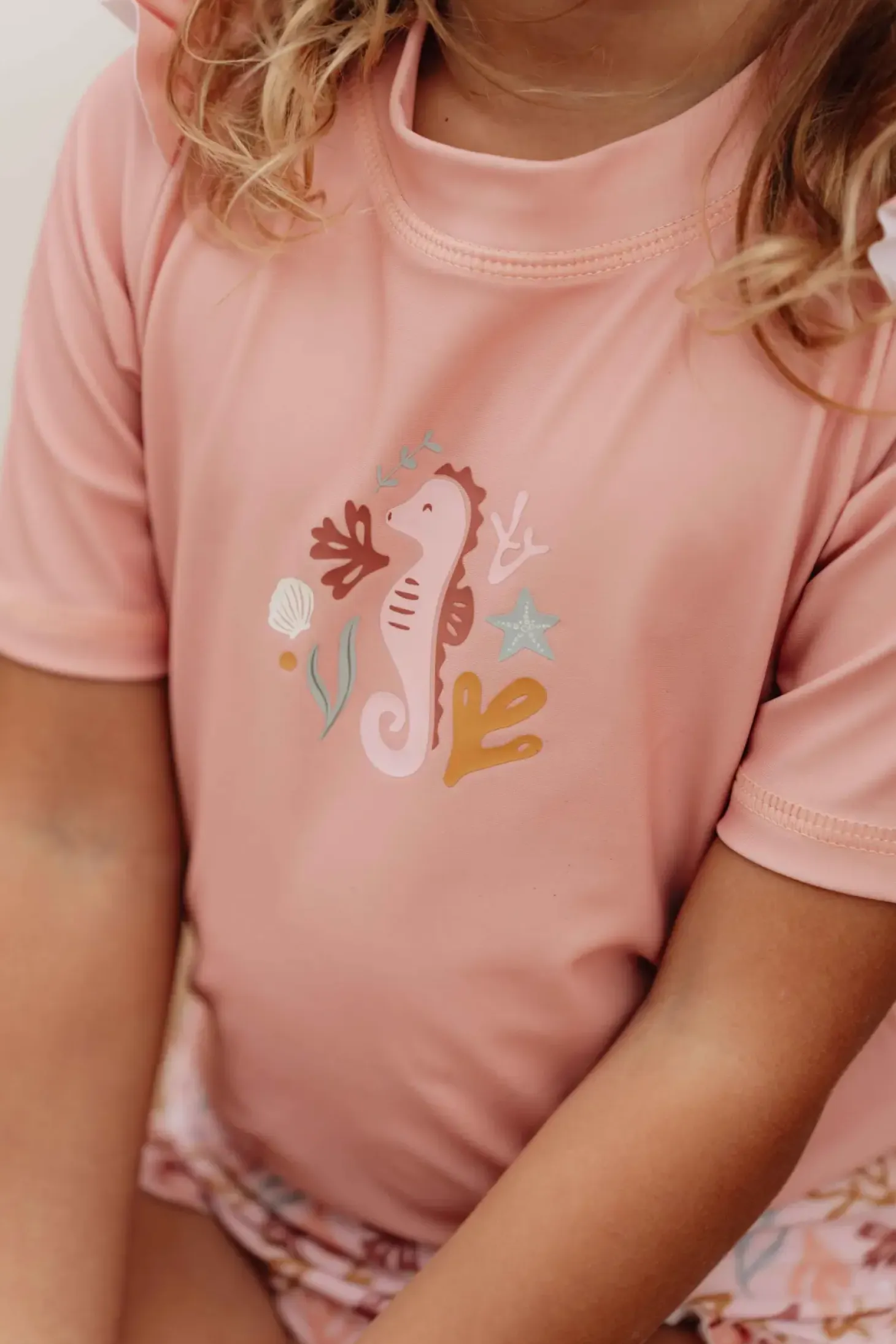 Koszulka do kąpieli z falbankami Seahorse Pink