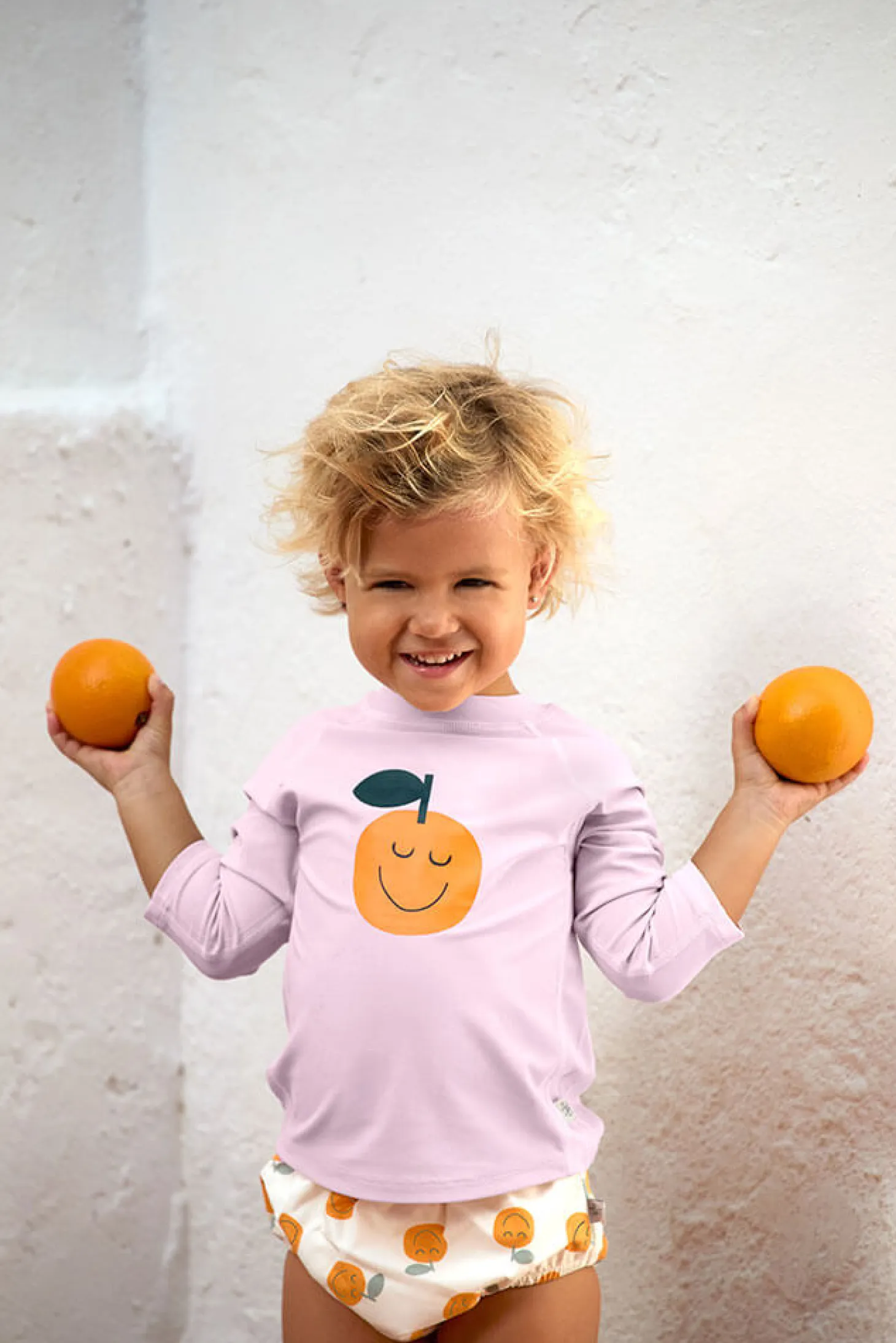 Koszulka do pływania z długim rękawem przeciwsłoneczna UV60 Splash & Fun Orange - pale pink