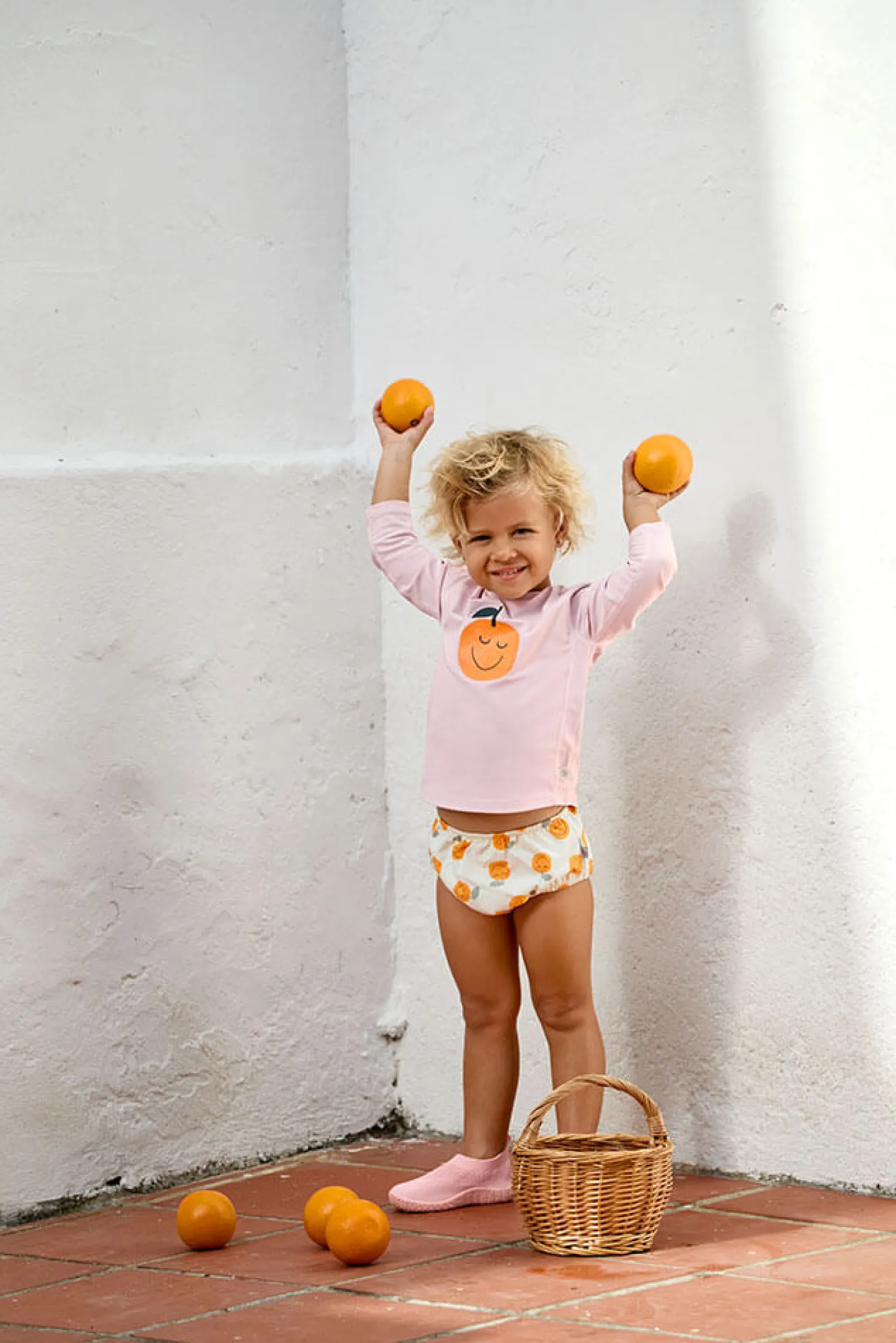Koszulka do pływania z długim rękawem przeciwsłoneczna UV60 Splash & Fun Orange - pale pink