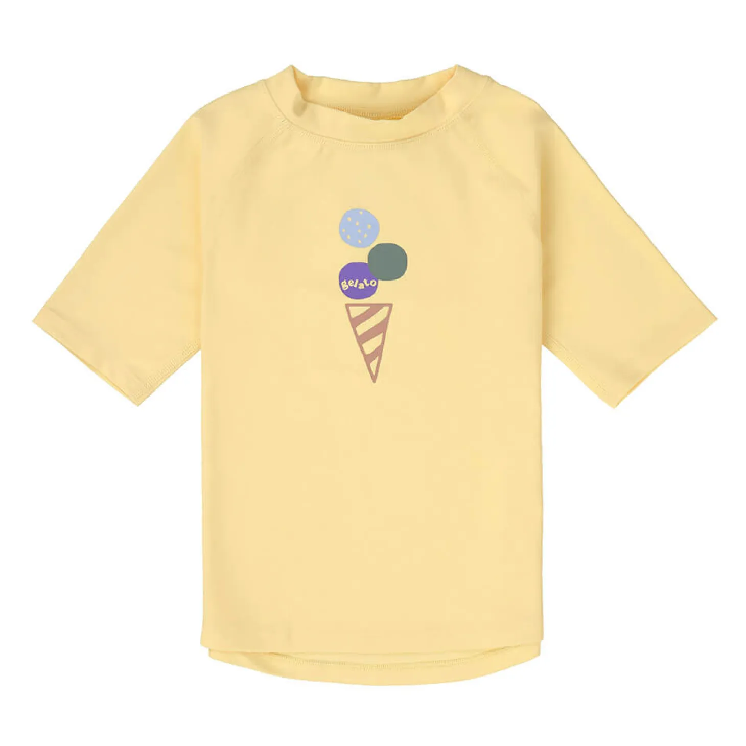 Koszulka do pływania z krótkim rękawem przeciwsłoneczna UV60 Splash & Fun Ice Cream - Pale yellow