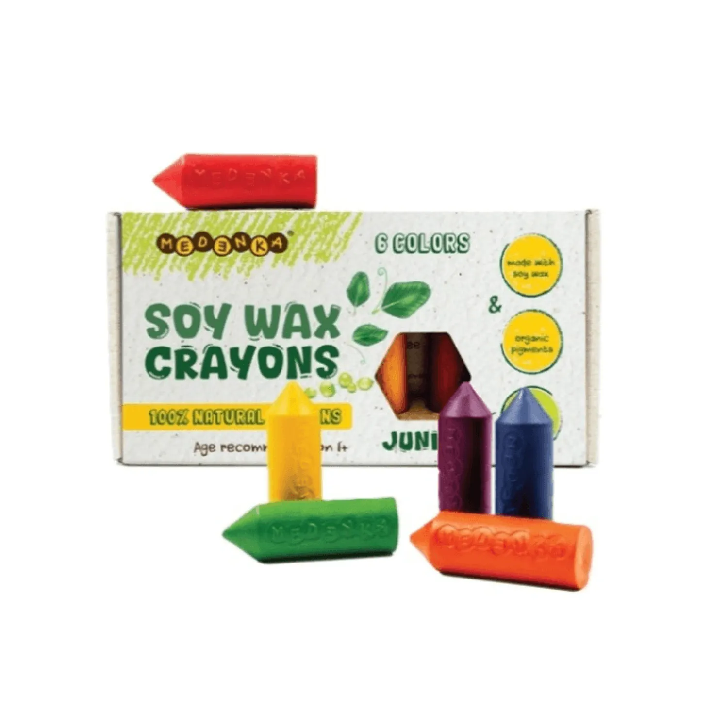 12M+|3 Lata + | Medenka Kredki WAX JUNIOR z wosku sojowego, 100% naturalne