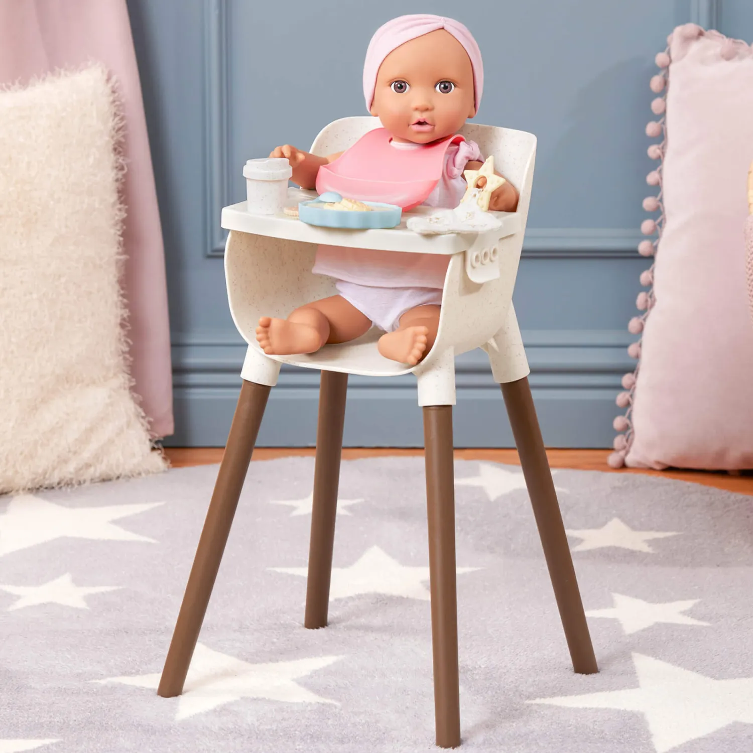 6 Lat+|3 Lata + | LullaBaby Krzesełko do karmienia lalki niemowlaka, z akcesoriami