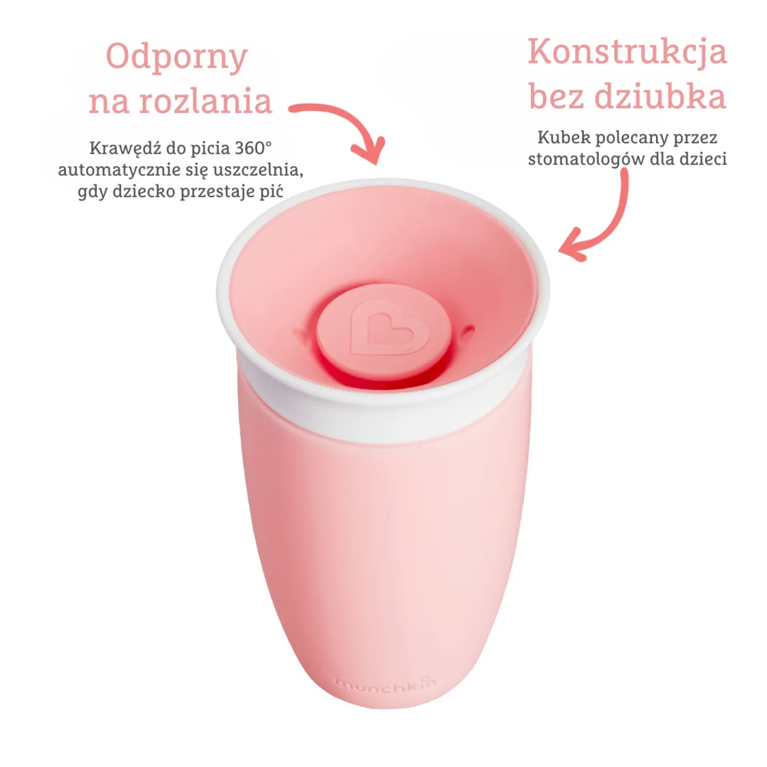 Naczynia Dla Dzieci | Munchkin Kubek Miracle 360°, 296ml - różowy