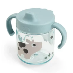 Kubek niekapek z uchwytami Tiny Farm Blue, 260ml