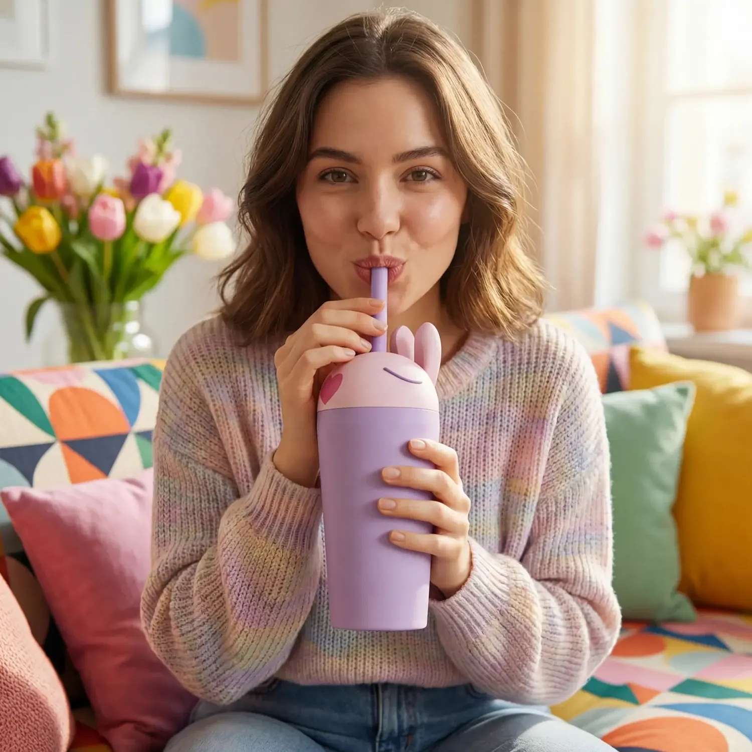 Bidony I Butelki|Bidony I Butelki | Asobu Kubek termiczny Bestie Tumbler, 720 ml - Królik