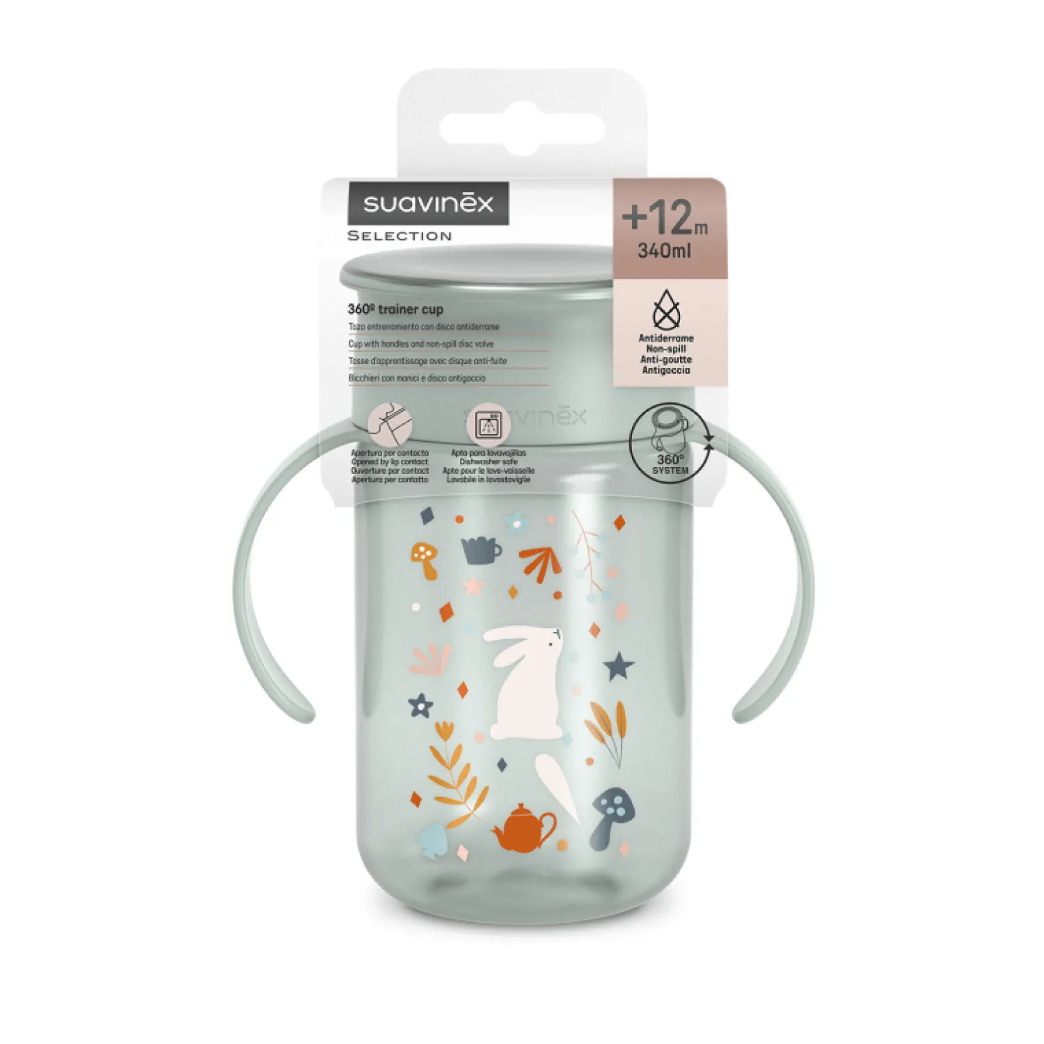 Naczynia Dla Dzieci | Suavinex Kubek treningowy 360° Wonderland 340 ml - miętowy