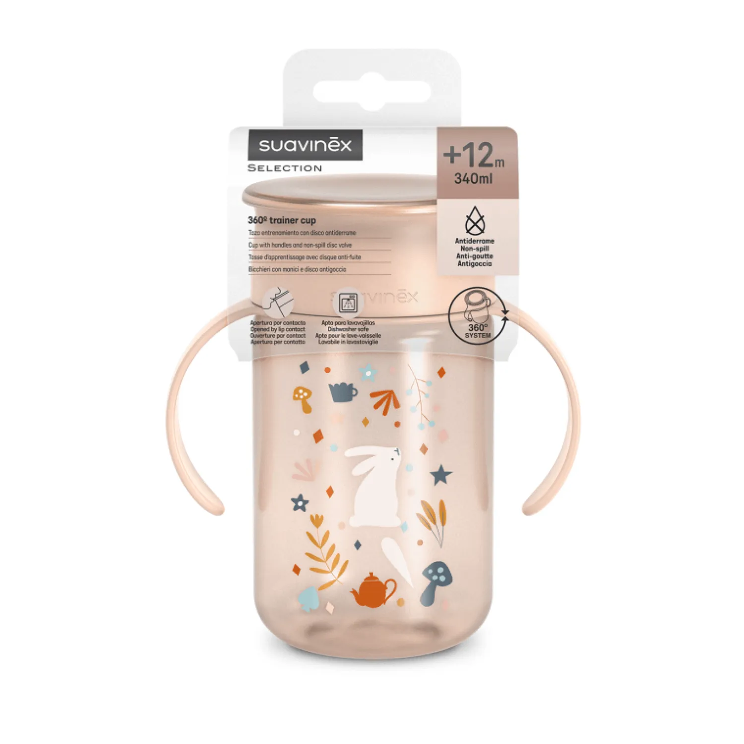 Naczynia Dla Dzieci | Suavinex Kubek treningowy 360° Wonderland 340 ml - różowy