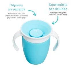 Kubek treningowy z uchwytami Miracle 360°, 207ml - niebieski