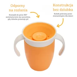 Kubek treningowy z uchwytami Miracle 360°, 207ml - pomarańczowy