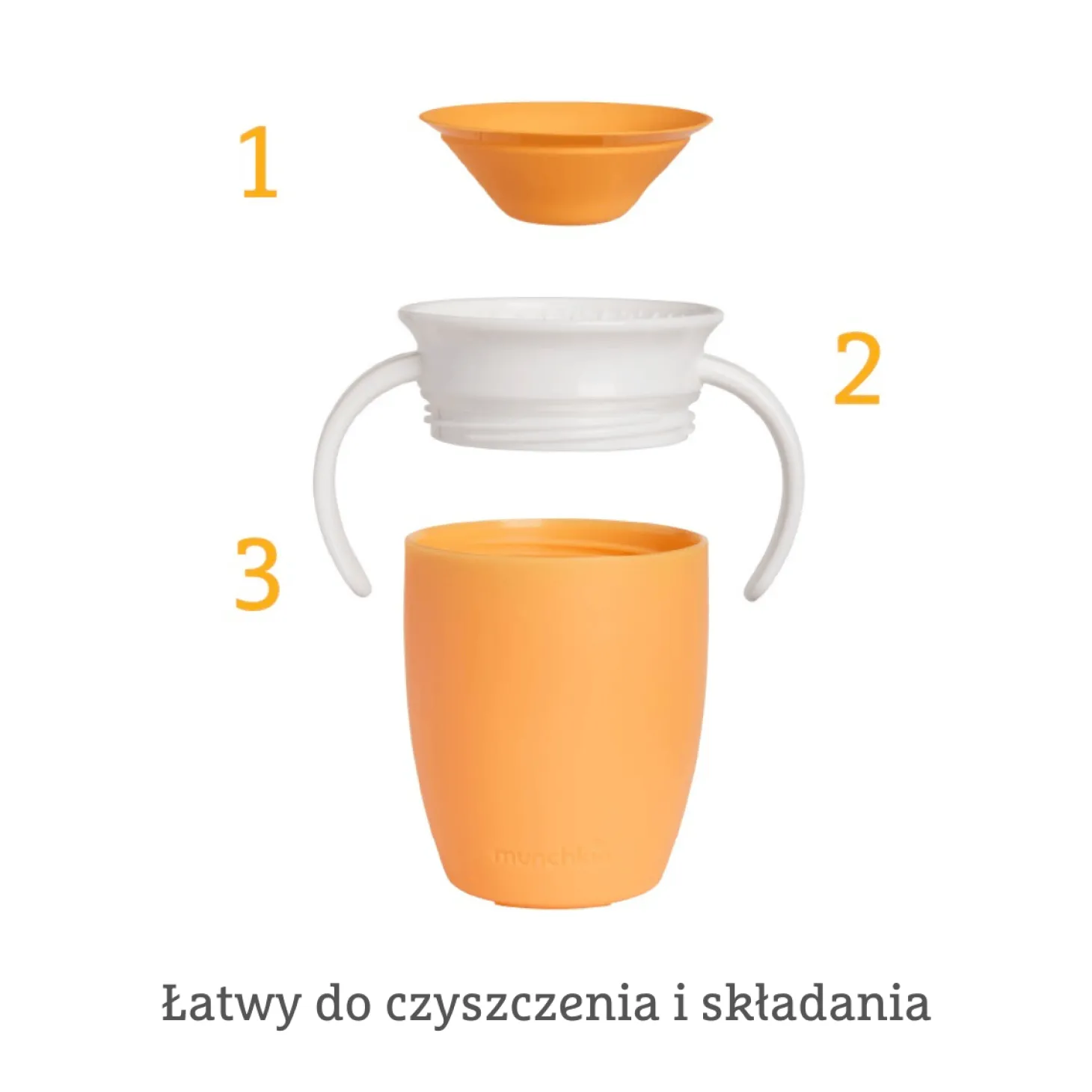 Kubek treningowy z uchwytami Miracle 360°, 207ml - pomarańczowy