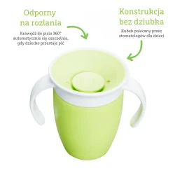 Kubek treningowy z uchwytami Miracle 360°, 207ml - zielony