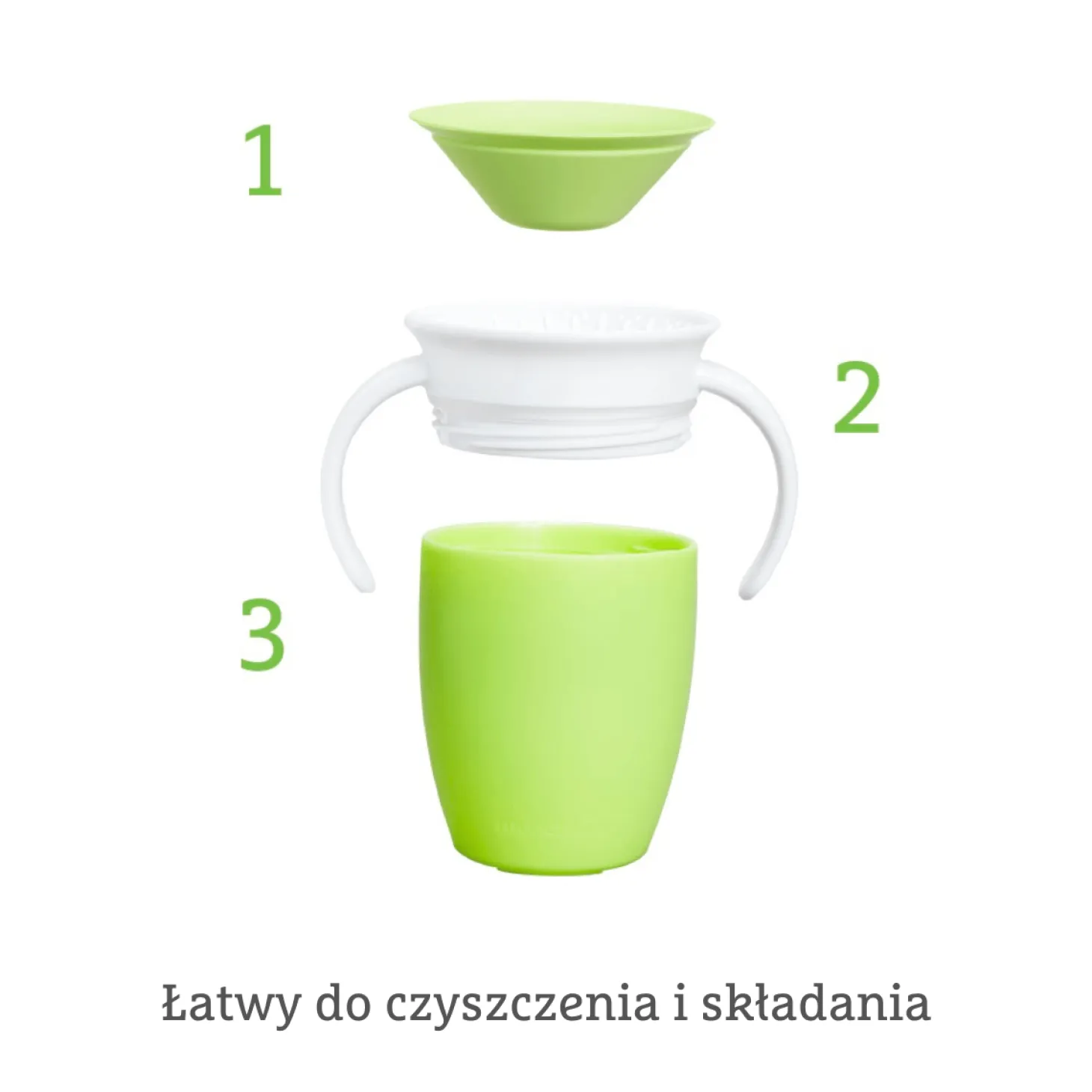 Kubek treningowy z uchwytami Miracle 360°, 207ml - zielony