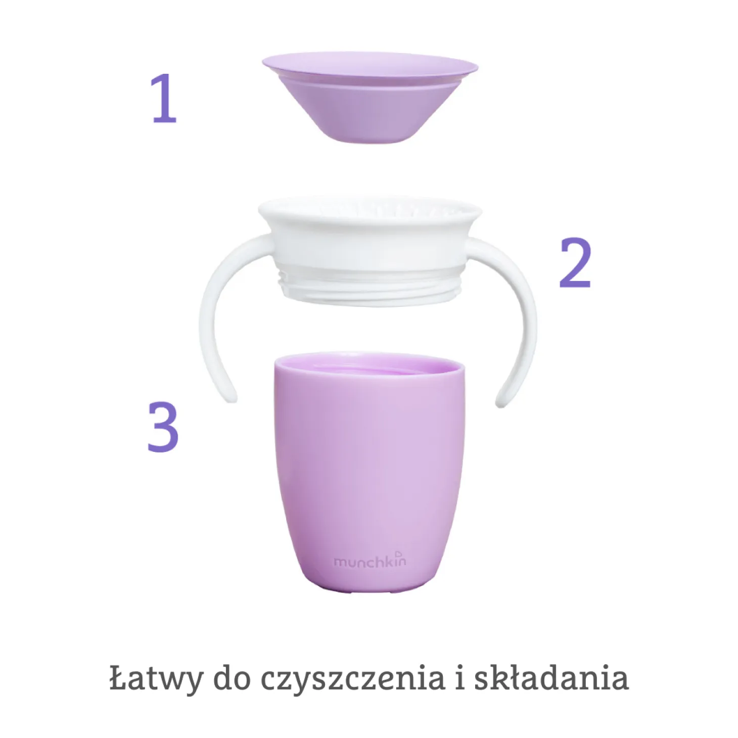 Kubek treningowy z uchwytami Miracle 360°, 207ml - fioletowy
