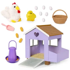 Odgrywanie Ról|Figurki | OurGeneration Kurnik z kurą znoszącą jajka, kurczątkiem i akcesoriami - Chicken Coop
