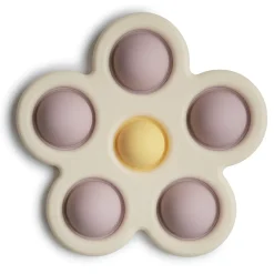 Idealne W Podróży|12M+ | Mushie Kwiatek Press Toy - lilac, pale daffodil, ivory