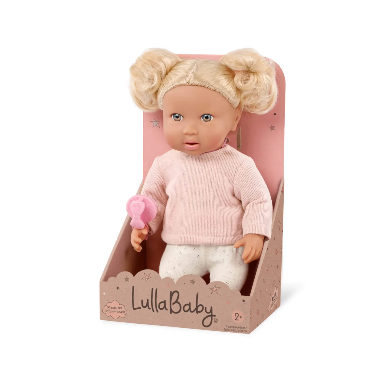 6 Lat+|3 Lata + | LullaBaby Lalka niemowlę z włosami i smoczkiem, w dwuczęściowym ubranku - blondynka
