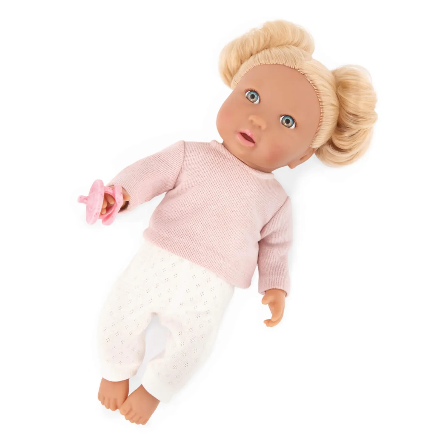 6 Lat+|3 Lata + | LullaBaby Lalka niemowlę z włosami i smoczkiem, w dwuczęściowym ubranku - blondynka