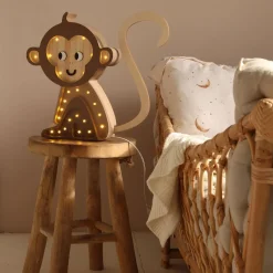 Dekoracje Dziecięce|Lampki Nocne | Little Lights Lampa Małpka JUNGLE BROWN